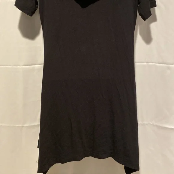 Black Sequin Chiffon Hoodie Zip Front Tunic Handkerchief Hem